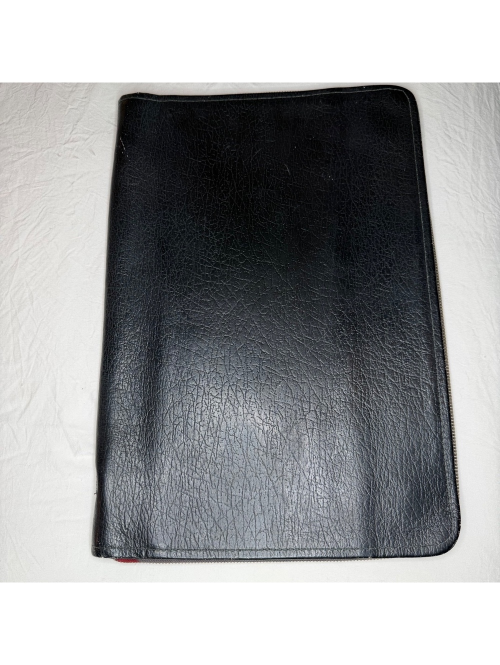 Black Leather Zippered Portfolio Folio Jacob Trade Mark No 9147